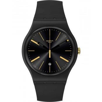 SWATCH A Dash Of Yellow - SO29B403,  Black case with Black Rubber Strap