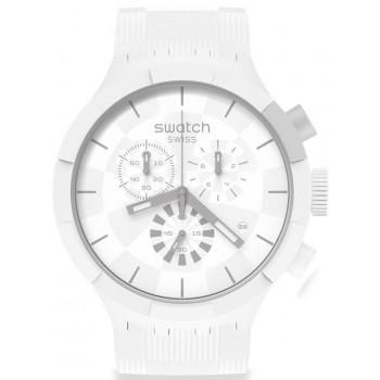 SWATCH Big Bold Chronograph - SB02W400, White case with White Rubber Strap