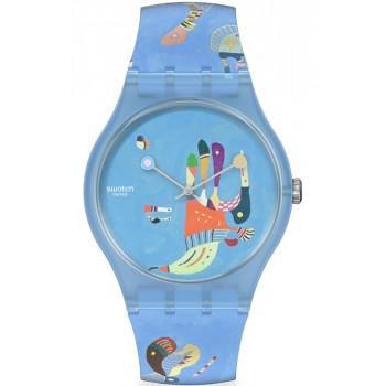SWATCH Blue sky by Vassily Kandinsky - SUOZ342,  Light Blue case with Multicolor  Rubber Strap