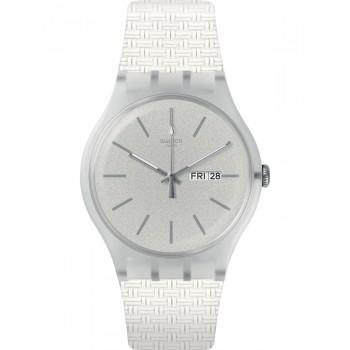 SWATCH Bricablank - SUOW710  Gray case with White Rubber Strap