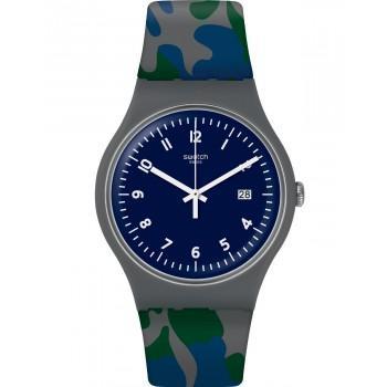 SWATCH Camougreen - SUOM400  Gray case with Camouflage  Rubber Strap
