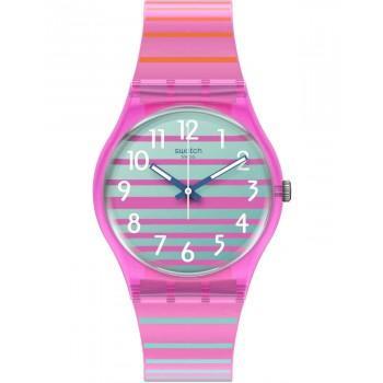 SWATCH Electrifying Summer - SO28P105,  Pink case with Multicolor Rubber Strap