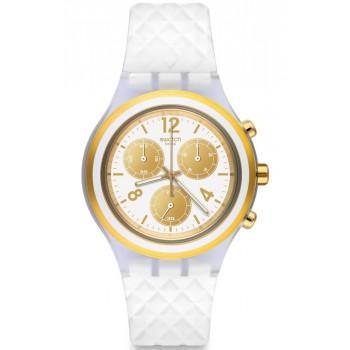 SWATCH Elegolden Chronograph - SVCK1008, White case with White Rubber Strap