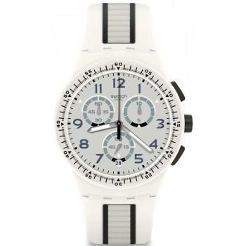 SWATCH Escalator Chronograph - SUSW408, White case with White  Rubber Strap