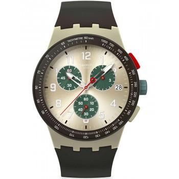 SWATCH Essentials Obsidian Ink Chronograph - SUST402, Beige & Brown case with Brown Rubber Strap