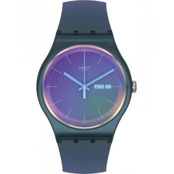 SWATCH Fade To Pink - SO29N707,  Blue case with Multicolor Rubber Strap