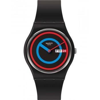 SWATCH Gent Biosourced Circling - SO28B706,  Black case with Black Rubber Strap