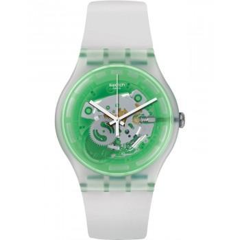 SWATCH Greenmazing - SUOK131  Transparent Case with White Rubber Strap