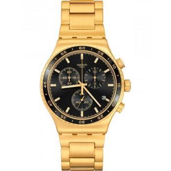 SWATCH In The Black Chronograph - YVG418G, Gold case with Stainless Steel Bracelet 