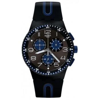 SWATCH Kaicco Chronograph - SUSB406, Black case with Black Rubber Strap