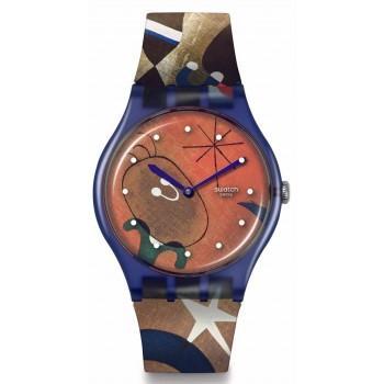 SWATCH Miro's Women & Bird in the Moonlight - SO29Z136,  Blue case with Multicolor Rubber Strap