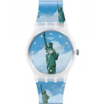 SWATCH MoMA New York By Tadanori Yokoo  - GZ351,  Transparent case with Multicolor  Rubber Strap