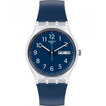 SWATCH Rinse Repeat Navy - GE725, Transparent case with Blue Rubber Strap