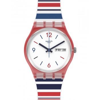 SWATCH Sea Barcode - GR712,  Red case with Multicolor Rubber Strap