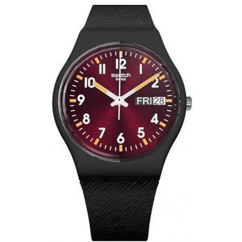 SWATCH Sir Red - SO28B704,  Black case with Black Rubber Strap