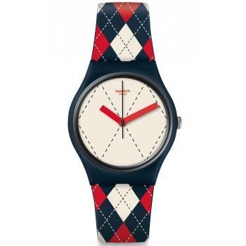 SWATCH Socquette - GN255,  Blue Case with Multicolor Rubber Strap