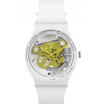 SWATCH Time To Yellow Small - SO31W105, White case with White Rubber Strap