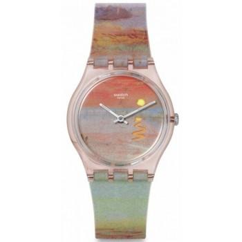 SWATCH Turner's Scarlet Sunset - SO28Z700,  Transparent case with Multicolor Rubber Strap