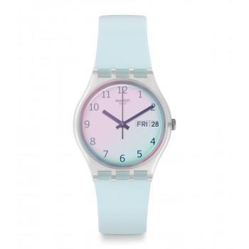 SWATCH Ultraciel  - GE713,  Transparent  case with Light Blue Rubber Strap