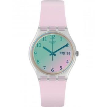 SWATCH Ultrarose  - GE714,  Transparent  case with Pink Rubber Strap