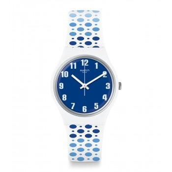 SWATCH Paveblue - GW201  White Case with Blue & White Rubber Strap
