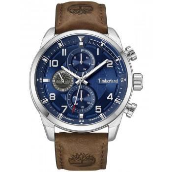 TIMBERLAND HENNIKER II - TDWGF2201106,  Silver case with Brown Leather Strap