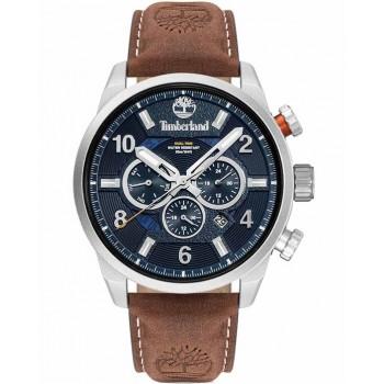 TIMBERLAND HENNIKER III DUAL TIME - TDWGH2100606,  Silver case with Brown Leather Strap