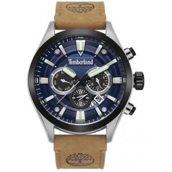 TIMBERLAND  TIDEMARK DUAL TIME - TDWGF2132101,  Silver case with Brown Leather Strap
