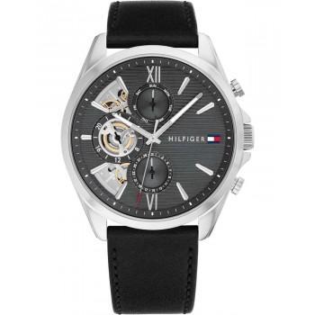 TOMMY HILFIGER Dressed Up - 1710644,  Silver case with Black Leather Strap