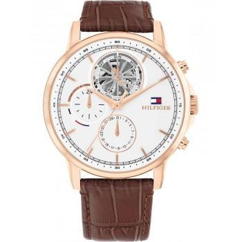 TOMMY HILFIGER Stewart - 1710606,  Rose Gold case with Brown Leather Strap