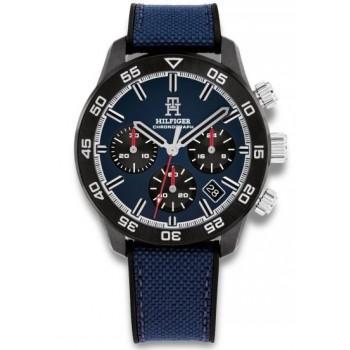 TOMMY HILFIGER TH85 Chronograph - 1792183,  Black case with Blue Rubber Strap