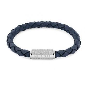 TOMMY HILFIGER Βραχιόλι από ανοξείδωτο ατσάλι & δέρμα  Blue 2790480