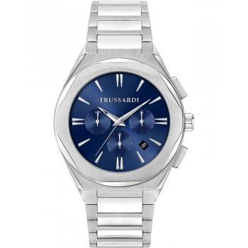 TRUSSARDI Brink Dual Time - R2453156004,  Silver case with Stainless Steel Bracelet