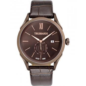 TRUSSARDI Milano Swiss Made - R2451105001,  Brown case with Brown Leather Strap