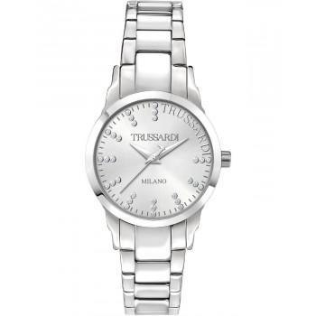 TRUSSARDI T-Bent Crystals - R2453141504,  Silver case with Stainless Steel Bracelet