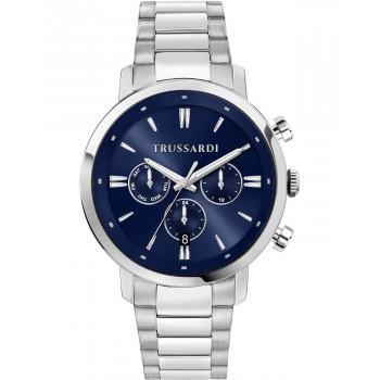 TRUSSARDI T-Couple Dual Time - R2453147013,  Silver case with Stainless Steel Bracelet