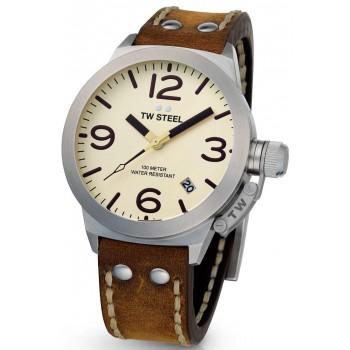 TW STEEL Canteen - CS100,  Silver case with Brown Leather Strap