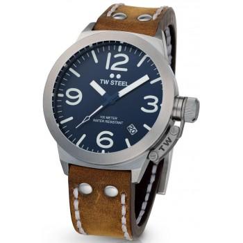 TW STEEL Canteen - CS102,  Silver case with Brown Leather Strap