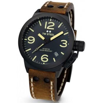 TW STEEL Canteen - CS103,  Black case with Brown Leather Strap