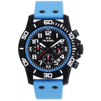 TW STEEL Carbon Chronograph - CA4,  Black case with Light Blue Rubber Strap