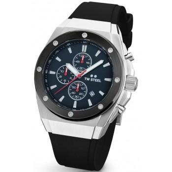 TW STEEL CEO Tech Chronograph  - CE4104,  Silver case with Black Leather Strap