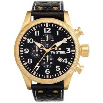 TW STEEL Volante  Chronograph - VS115,  Gold case with Black Leather Strap