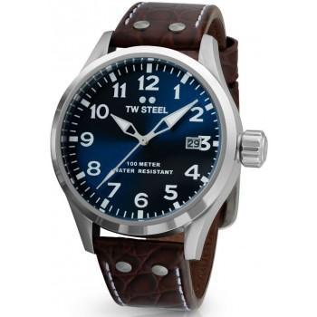 TW STEEL  Volante - VS101,  Silver case with Brown Leather Strap