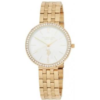 U.S. POLO Ladie's Crystals - USP8278YG, Gold case with Stainless Steel Bracelet