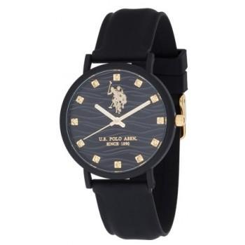 U.S. POLO Lucy Crystal - USP8269BK, Black case with Black Rubber Strap