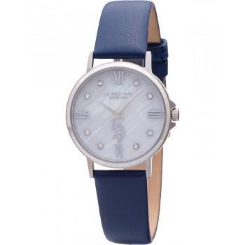 U.S. POLO Paxton - USP5992BL  Silver case  with Blue Leather Strap