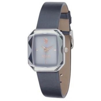 U.S. POLO Sparkly - USP8222ST,  Silver case with Gray Leather Strap