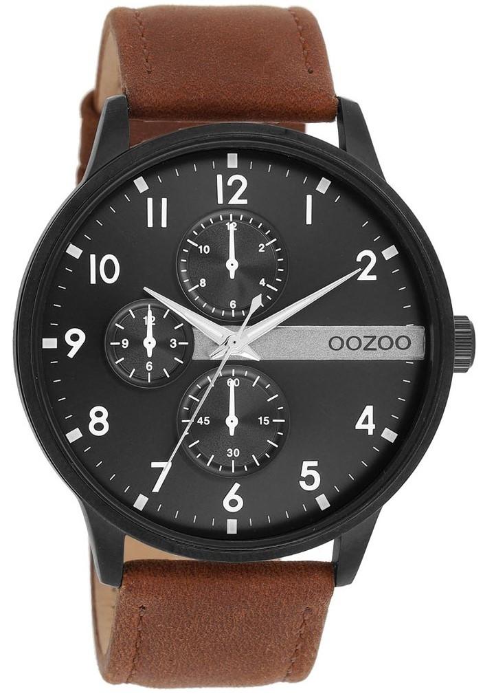 OOZOO Timepieces - C11307, Black case with Brown Leather Strap