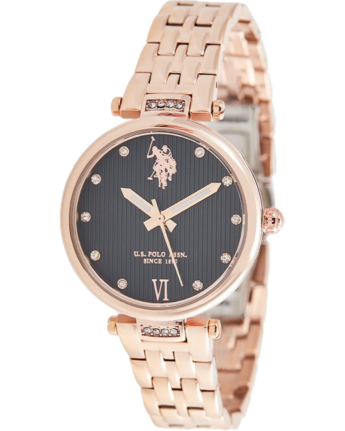 U.S. POLO Margot Crystals - USP5981BK, Rose Gold case with Stainless Steel Bracelet